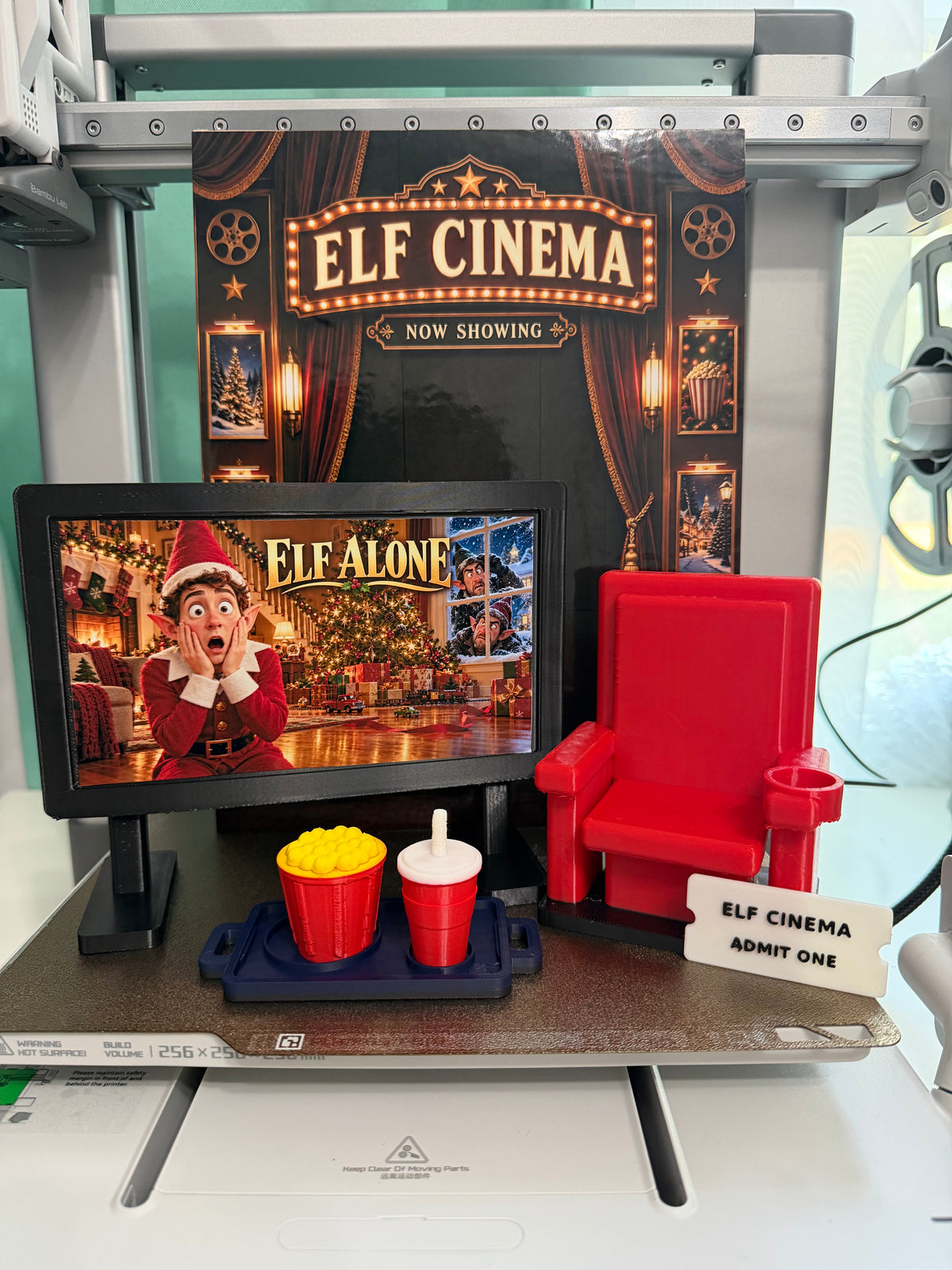 Elf Movie Theater Set | Miniature Christmas Movie Night