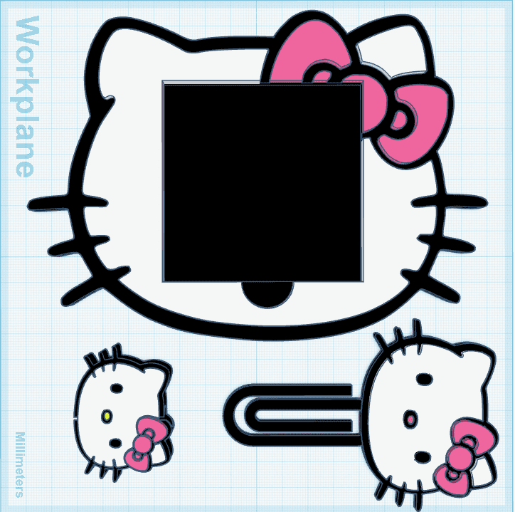 Kitty sticky notepad, straw topper, paperclip 3MF /STL FILE