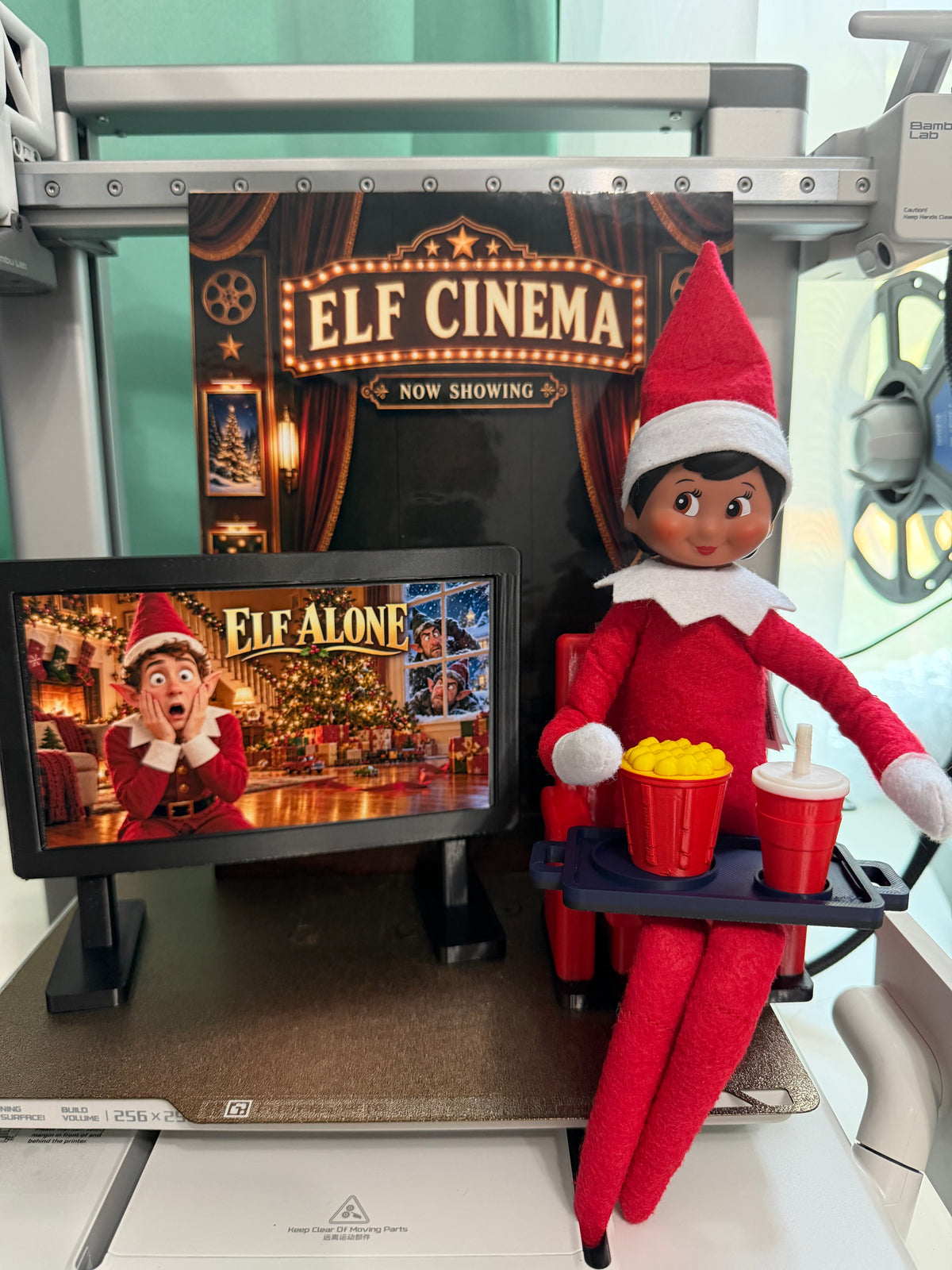 Elf Movie Theater Set | Miniature Christmas Movie Night
