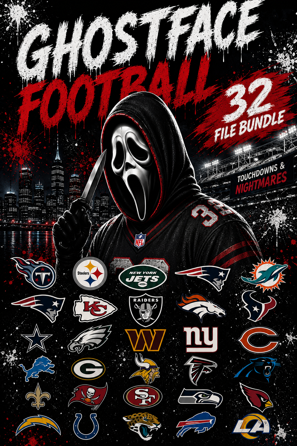 32 Football horror Ghostfce BUNDLE