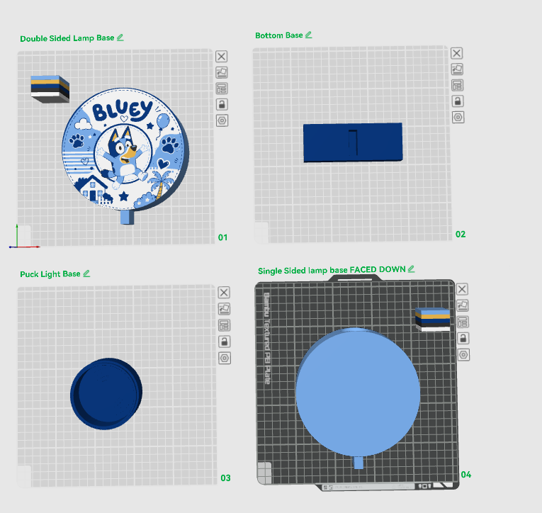 BLUEY PUCK LIGHT LAMP BASE WITH LAMPSHADE