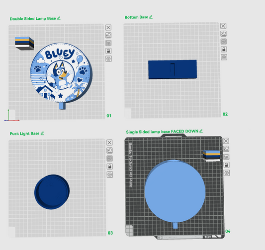 BLUEY PUCK LIGHT LAMP BASE WITH LAMPSHADE